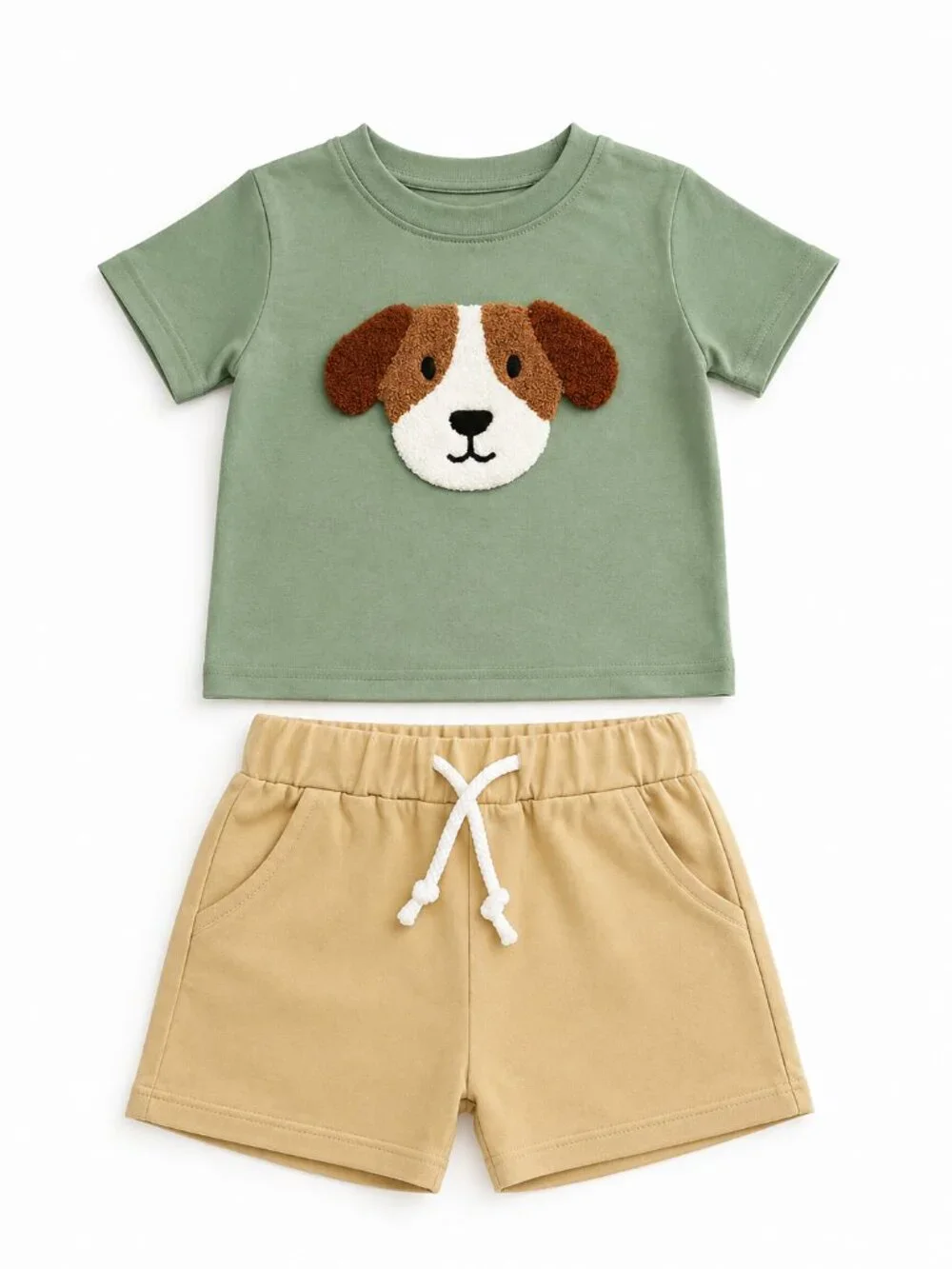 NWT Abby & Evie Baby Toddler Boy 2-Piece Dog Applique Shirt & Shorts Set